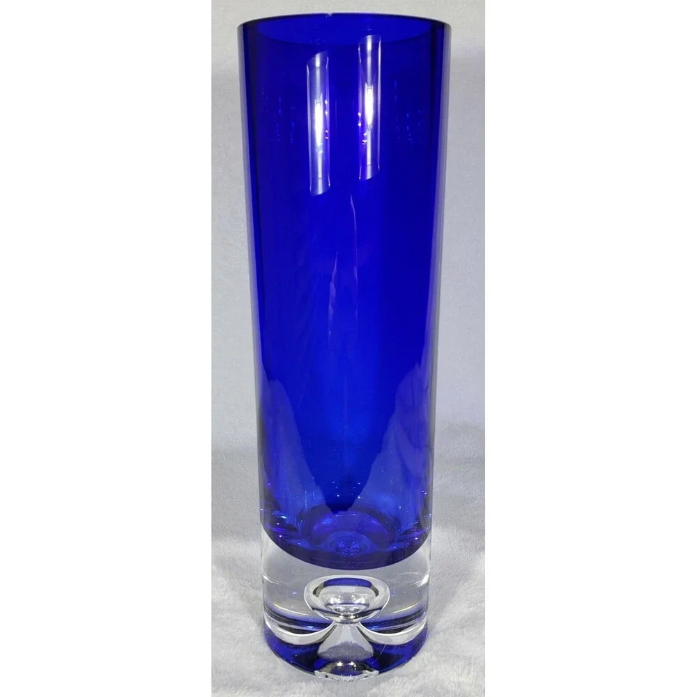 STUNNING Colbalt Blue ~ Beautiful Krosno Vase ~ Poland.  Hand Blown, Bubble!